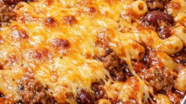 Chili Mac Casserole Oven Baked 3-Ingredients