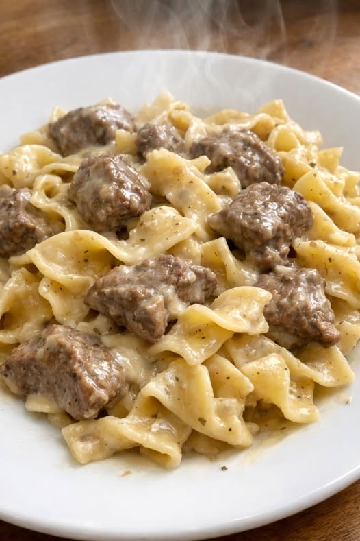 Creamy Beef & Noodles Slow Cooker 3-Ingredient