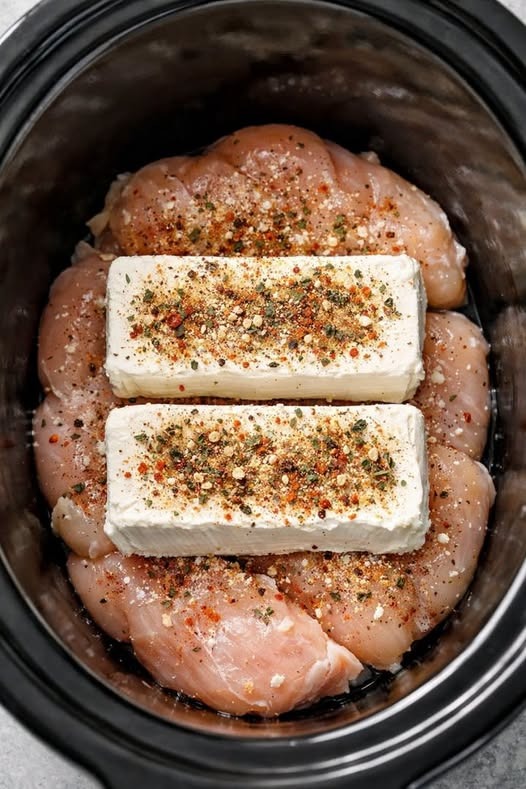 Crock Pot Cream Cheese Chicken 3-Ingredient