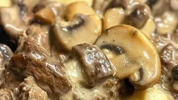 Crockpot Beef Tips & Mushrooms