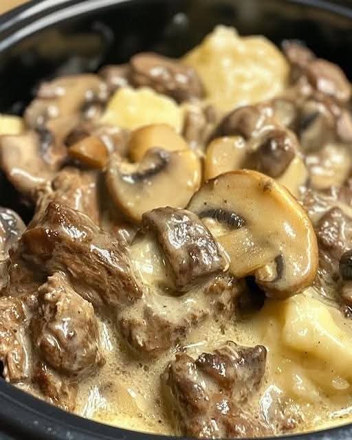 Crockpot Beef Tips & Mushrooms