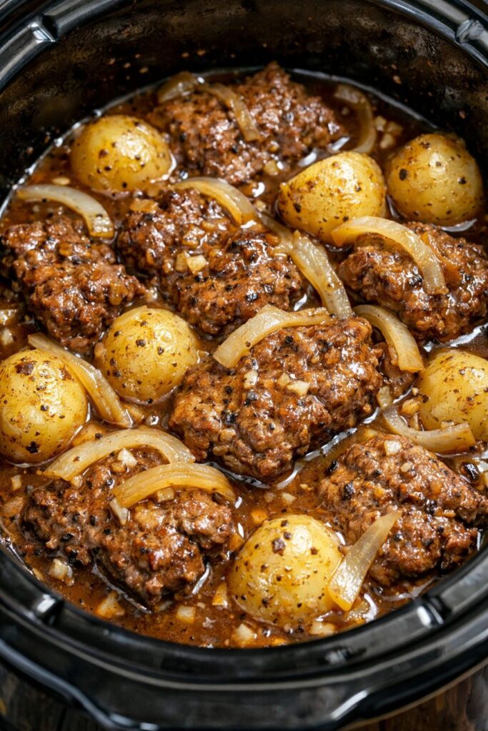 Cube Steak with Brown Gravy Slow Cooker 