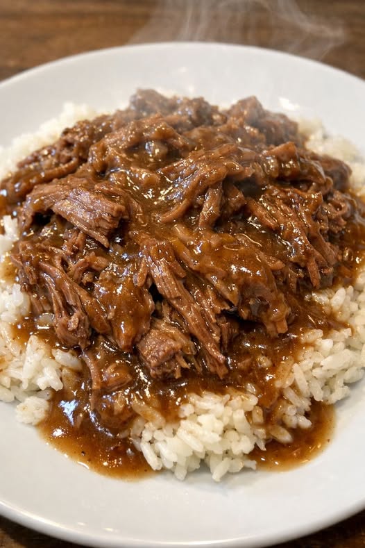 Depression Era Beef and Rice Slow Cooker 3-Ingredient