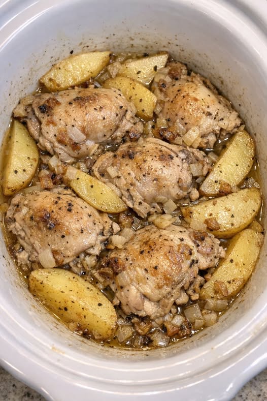 Depression Era Chicken & Potatoes Slow Cooker 4-Ingredient