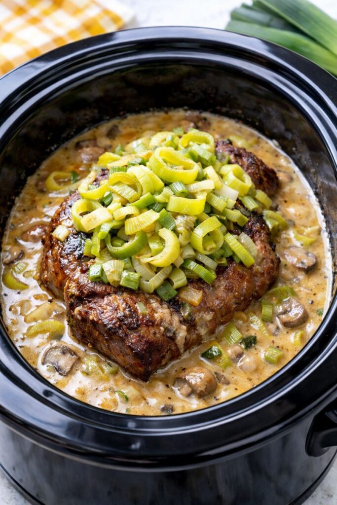 Easy Slow Cooker Leek Beef Dinner