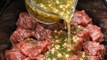 Fiddlehead Fern Beef with Lemon-Dill Drizzle In The Slow Cooker