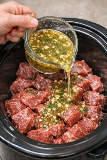 Fiddlehead Fern Beef with Lemon-Dill Drizzle In The Slow Cooker