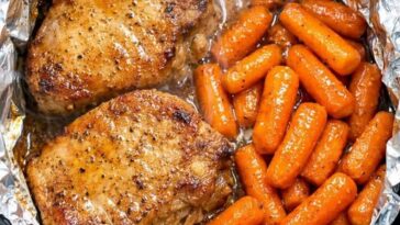 Foil Pork Chops and Carrots Slow Cooker