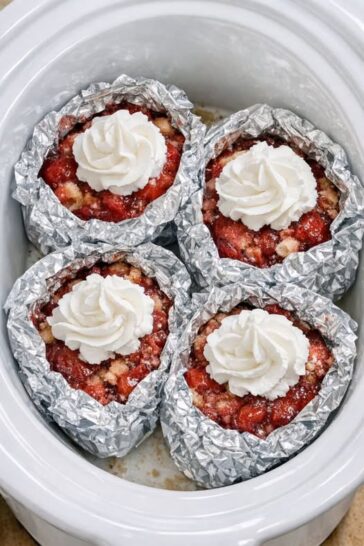 Foil Wrapped Strawberry Dump Cakes Slow Cooker