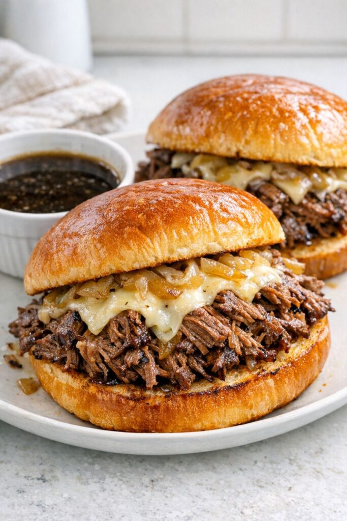 French Dip Sandwiches 5-Ingredient In Slow Cooker