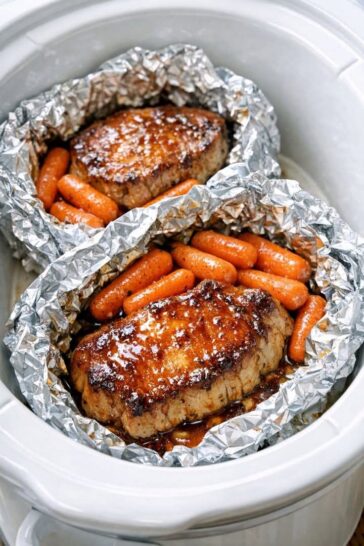 Honey Pork Chops in Foil Packets Slow Cooker