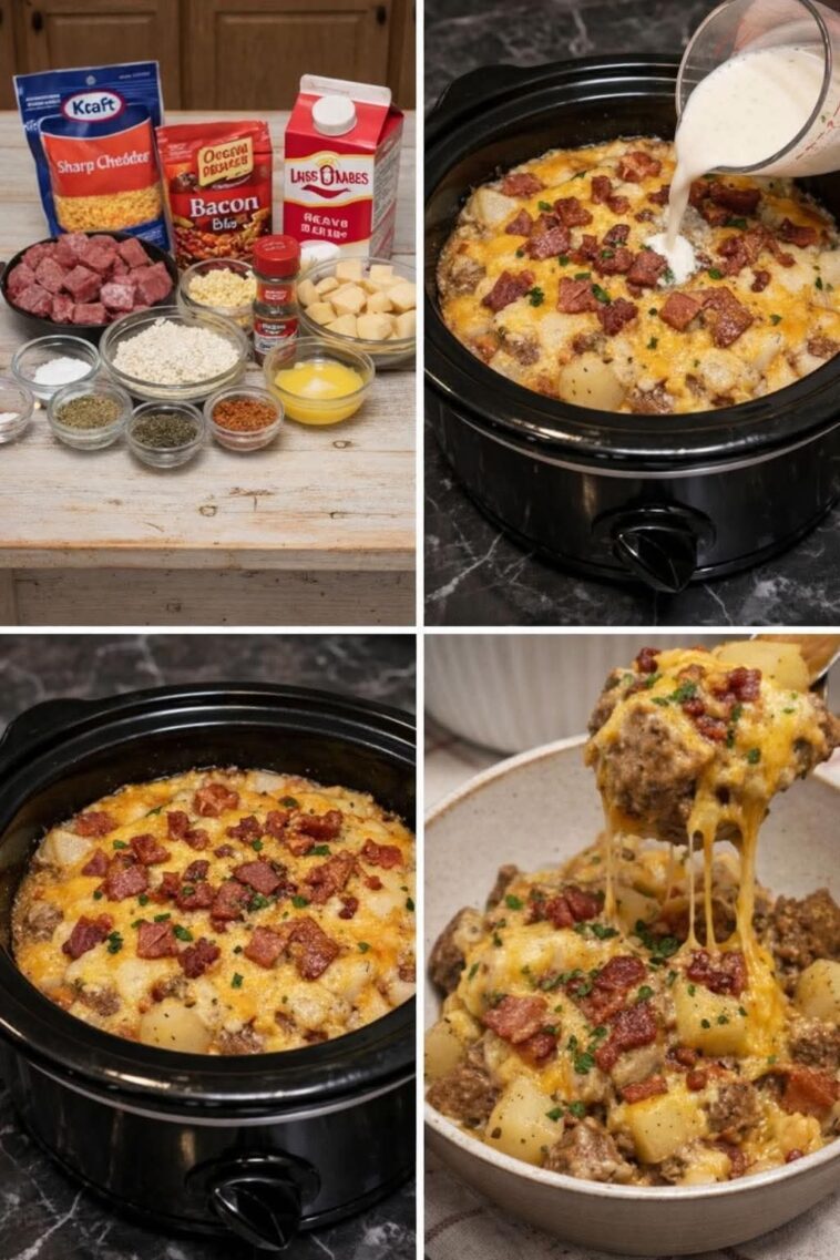 Loaded Steak and Potato Bake — Crockpot