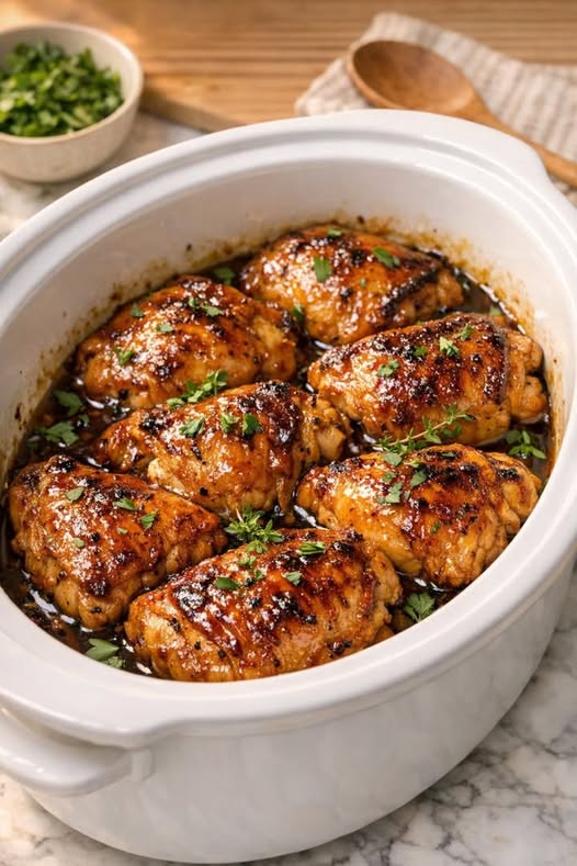 Maple Dijon Chicken Thighs-4-Ingredient Slow Cooker