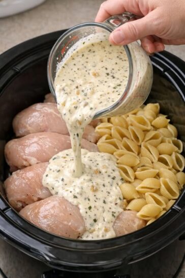 Parmesan Chicken Shells-Creamy Garlic-Slow Cooker