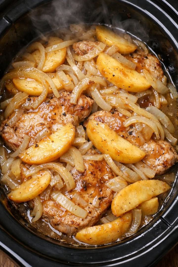 Pork with Apples and Onions Slow Cooker