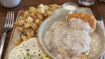 Sausage Gravy on Biscuits