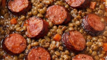 Sausage and Lentils Slow Cooker 4-Ingredient