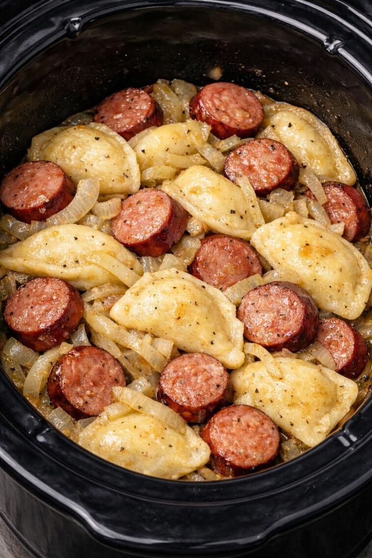 Sausage and Pierogies Slow Cooker