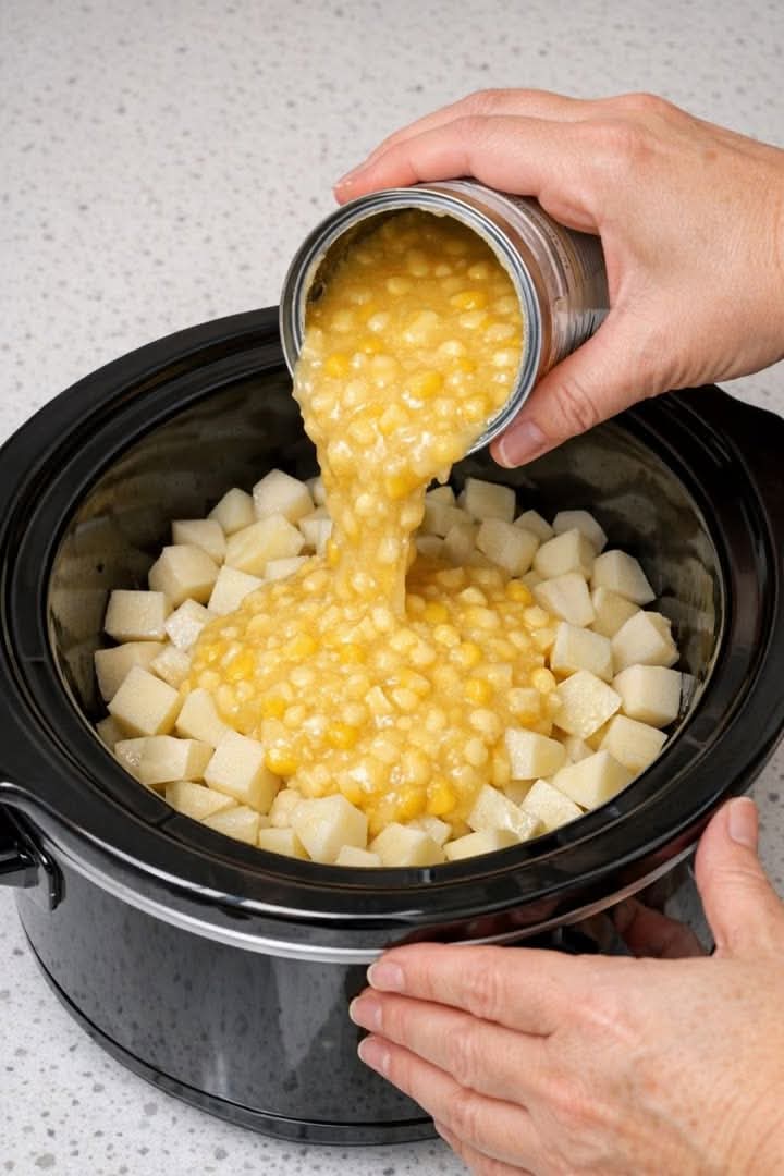 Slow Cooker Creamed Corn Potatoes 4-Ingredient