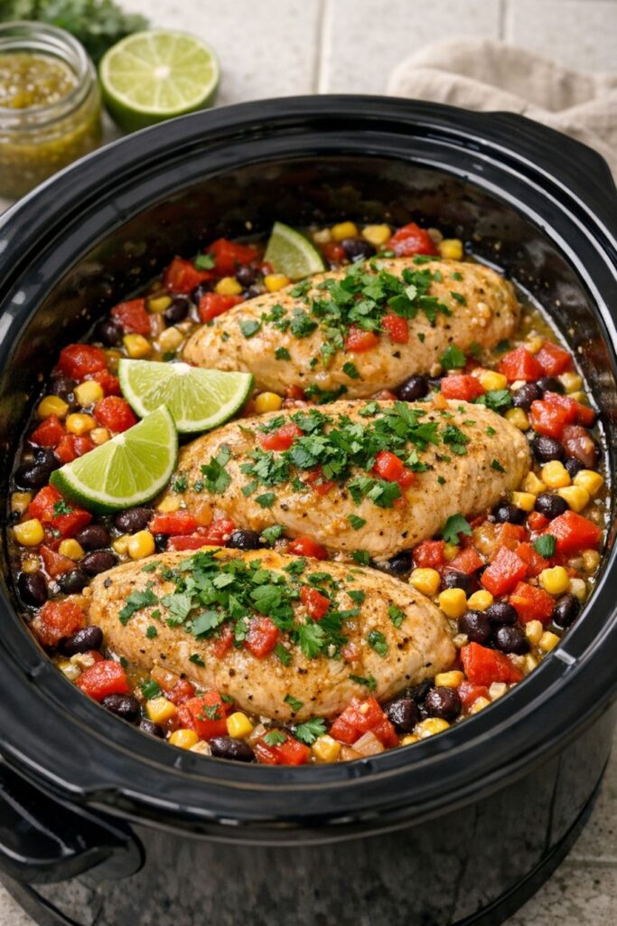 Slow Cooker Fiesta Chicken 4-Ingredient