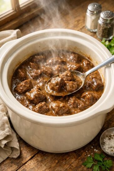 Smothered Beef Tips Slow Cooker