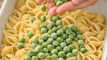 Spring Pea Shell Pasta Oven-Baked