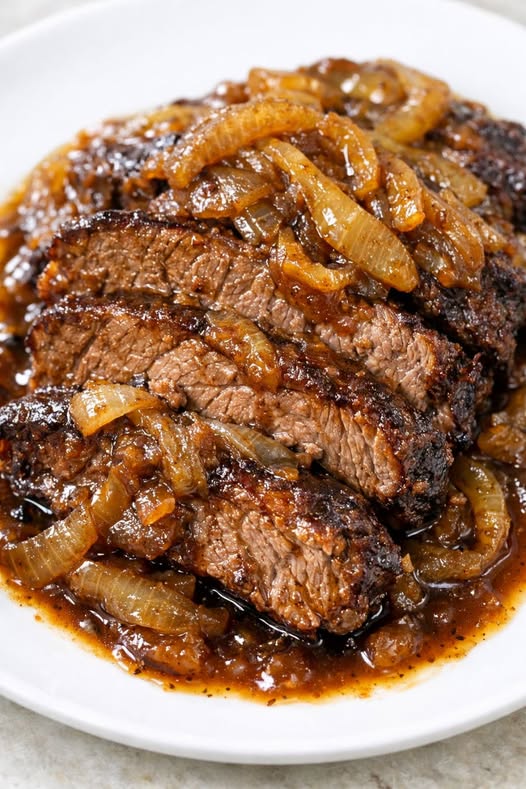 Tender Onion Beef Brisket In Slow Cooker
