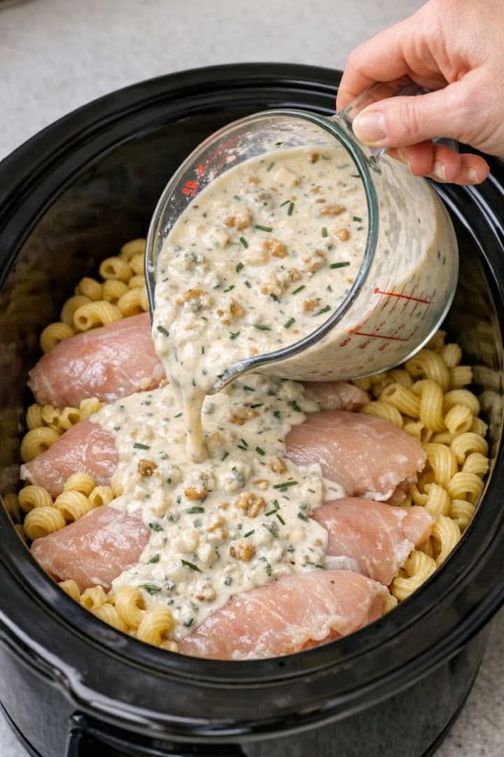 Walnut Chicken Pasta With Creamy Blue Cheese Slow Cooker