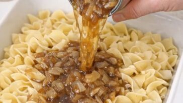 Amish French Onion Noodles Oven-Baked