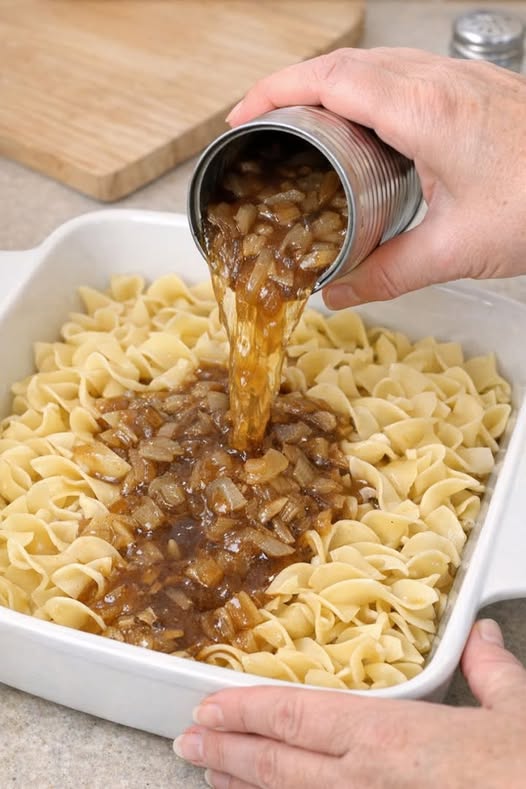 Amish French Onion Noodles Oven-Baked