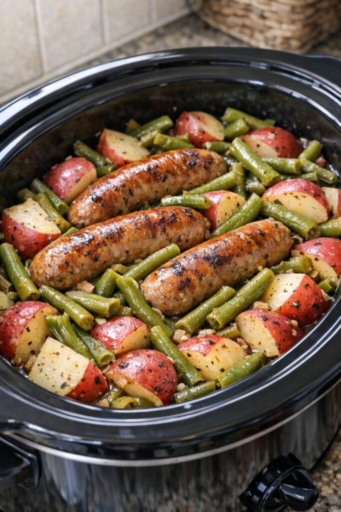 Amish Sausage and Green Beans Slow Cooker