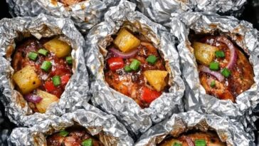 BBQ Pineapple Chicken Packets Slow Cooker