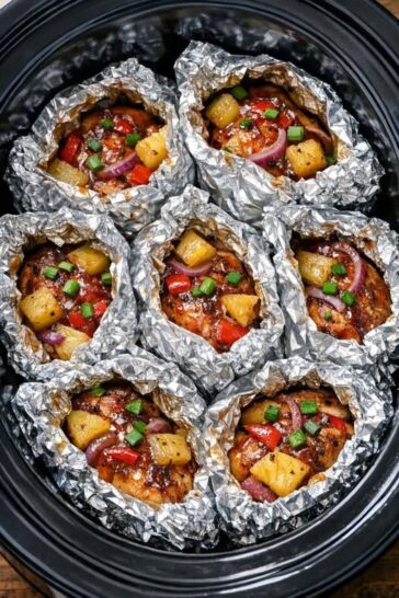BBQ Pineapple Chicken Packets Slow Cooker