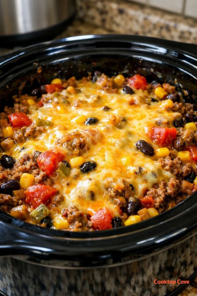 Cheesy Fiesta Beef-Slow Cooker 