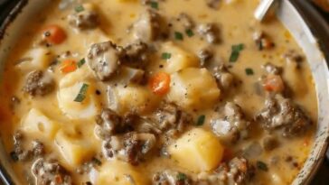 Crockpot Creamy Potato & Hamburger Soup