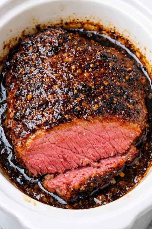 Dijon Molasses Corned Beef Slow Cooker 3-Ingredient
