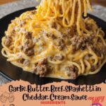 Garlic Butter Beef Spaghetti in Cheddar Cream Sauce 🧄🍝