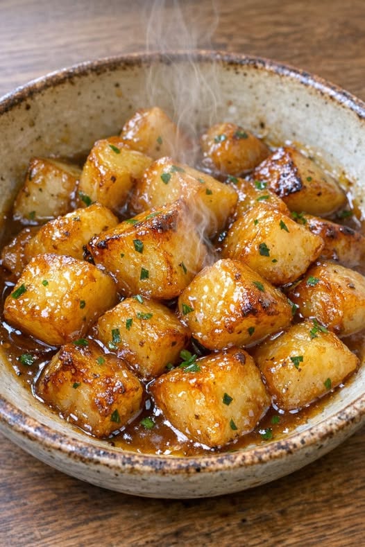 Golden Glazed Potato Chunks Slow Cooker
