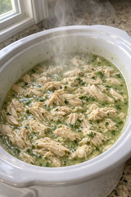 Herb Shredded Chicken In Slow Cooker
