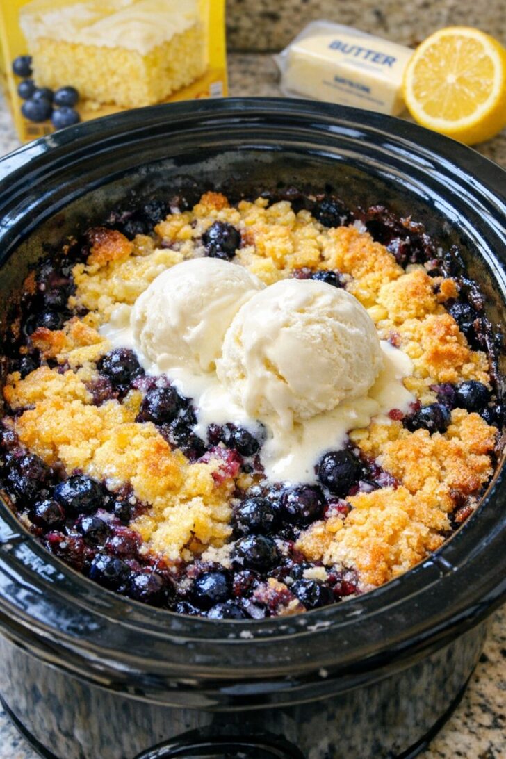 Lemon Blueberry Dump Cake Slow Cooker - Slow Cooker Tip