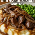 Liver and Onions with Mashed Potatoes and Peas