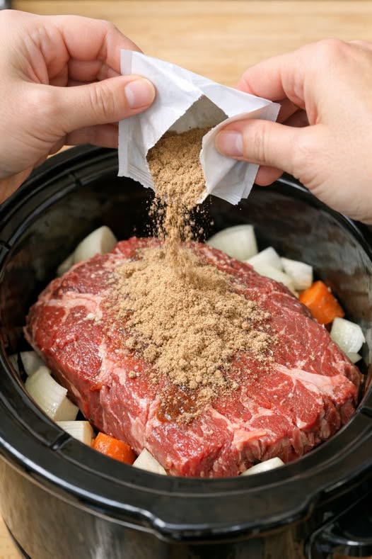 Poor Man's Beef and Gravy Slow Cooker 4-Ingredient