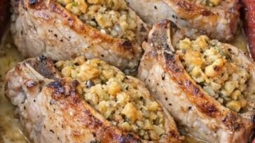Stuffed Pork Chops Slow Cooker 3-Ingredient