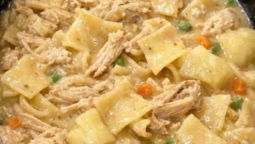 Amish Chicken Pot Pie (4 Ingredients) In Slow Cooker