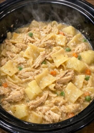 Amish Chicken Pot Pie (4 Ingredients) In Slow Cooker