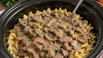 Creamy Beef Stroganoff In Slow Cooker