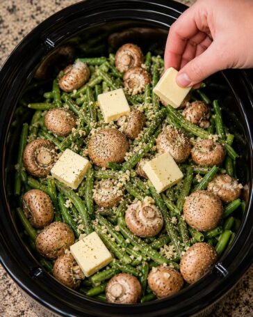 Garlic Butter Green Beans and Mushrooms