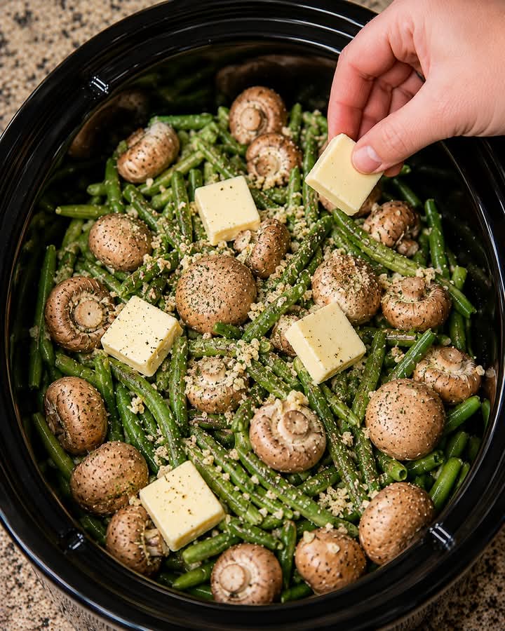 Garlic Butter Green Beans and Mushrooms
