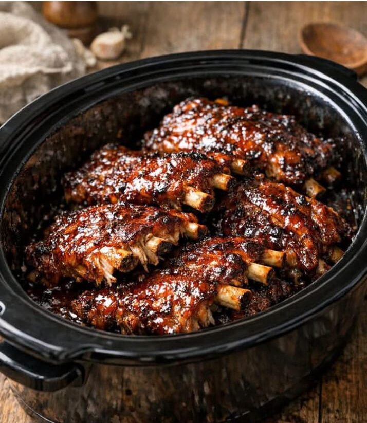 Sticky Glazed Baby Back Ribs In Slow Cooker