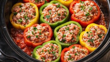 5-Ingredient Slow Cooker Sausage Stuffed Peppers – Easy Weeknight Dinner